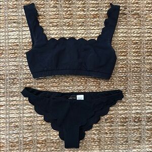 Marysia Black Scalloped Bikini Set